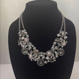 Elegant WH/BM Silver and Gray Statement Necklace